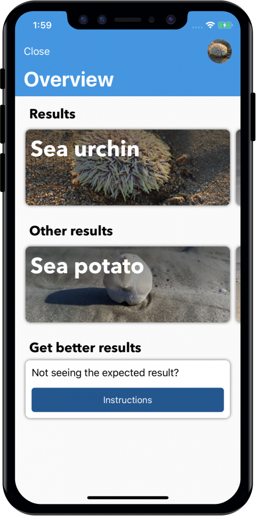 Beach Detector iPhone results example